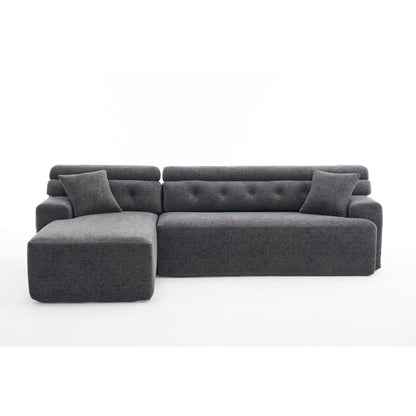 Canapé modulable convertible en L 4 places en chenille moderne avec 2 coussins pour salon d'appartement