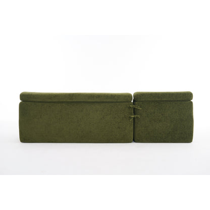 Canapé modulable convertible en L 4 places en chenille moderne avec 2 coussins pour salon d'appartement