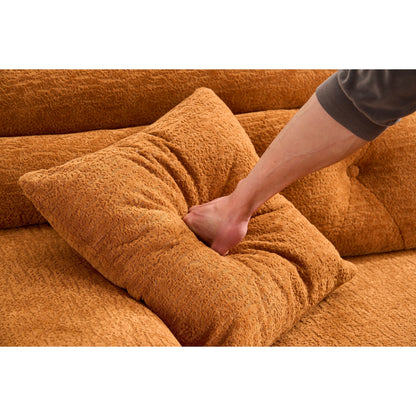 Canapé modulable convertible en L 4 places en chenille moderne avec 2 coussins pour salon d'appartement