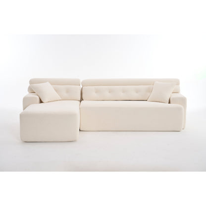 Canapé modulable convertible en L 4 places en chenille moderne avec 2 coussins pour salon d'appartement