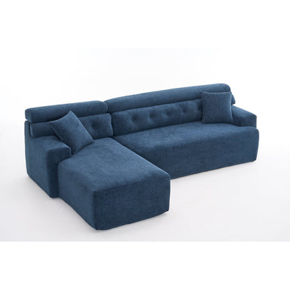 Canapé modulable convertible en L 4 places en chenille moderne avec 2 coussins pour salon d'appartement