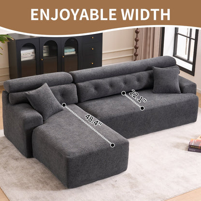 Canapé modulable convertible en L 4 places en chenille moderne avec 2 coussins pour salon d'appartement