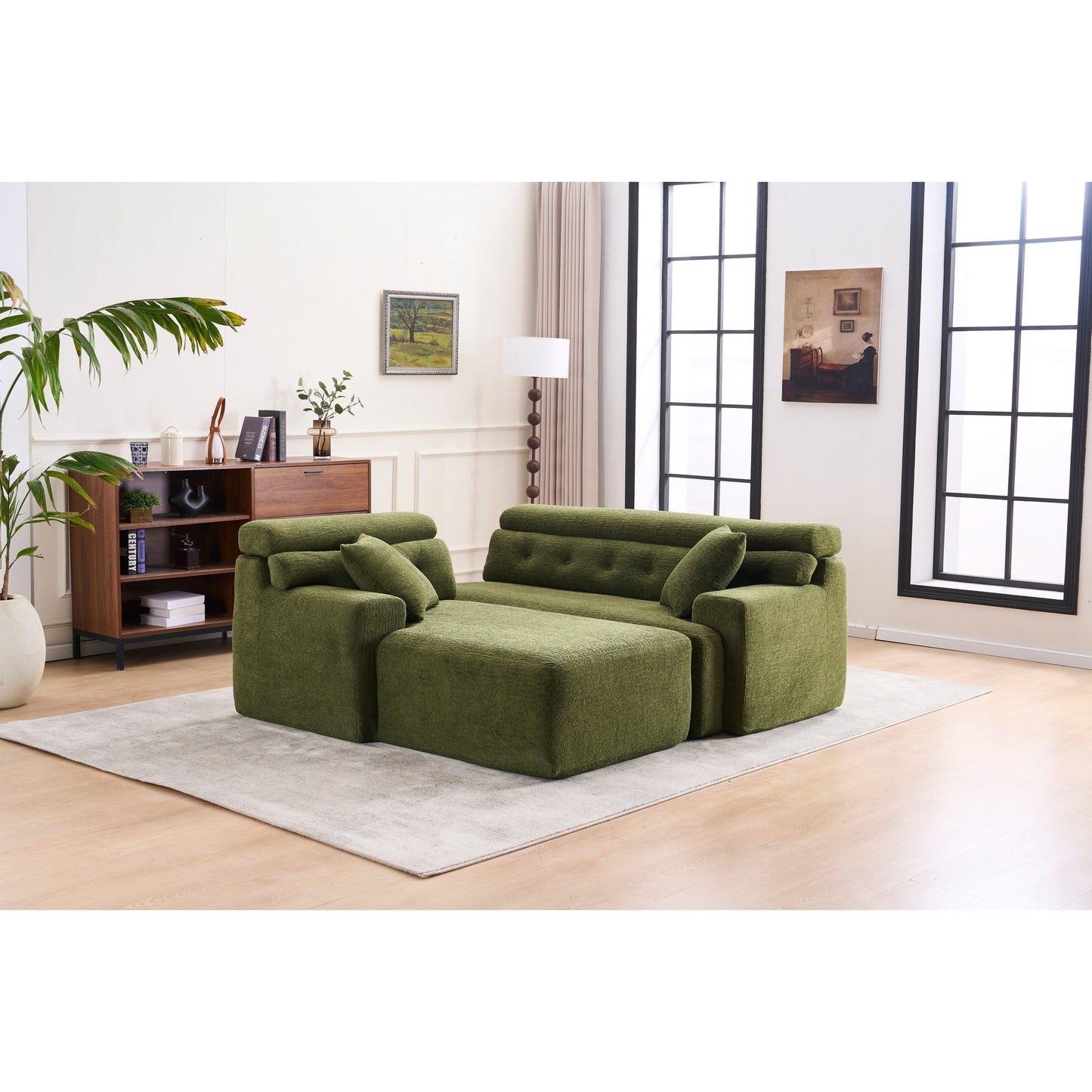 Canapé modulable convertible en L 4 places en chenille moderne avec 2 coussins pour salon d'appartement