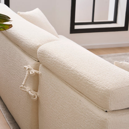 Canapé modulable convertible en L 4 places en chenille moderne avec 2 coussins pour salon d'appartement