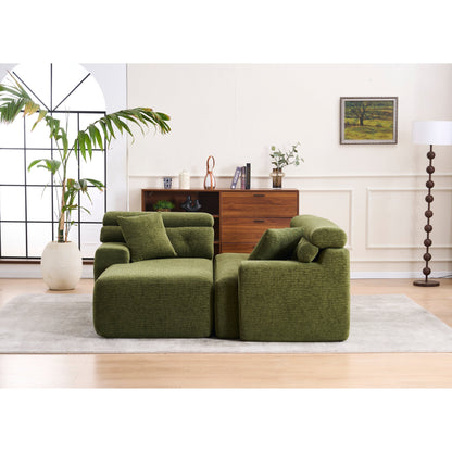 Canapé modulable convertible en L 4 places en chenille moderne avec 2 coussins pour salon d'appartement