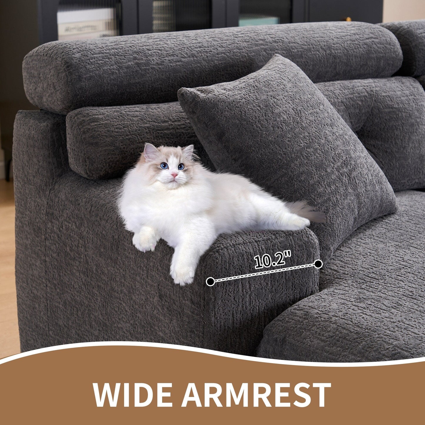 Canapé modulable convertible en L 4 places en chenille moderne avec 2 coussins pour salon d'appartement