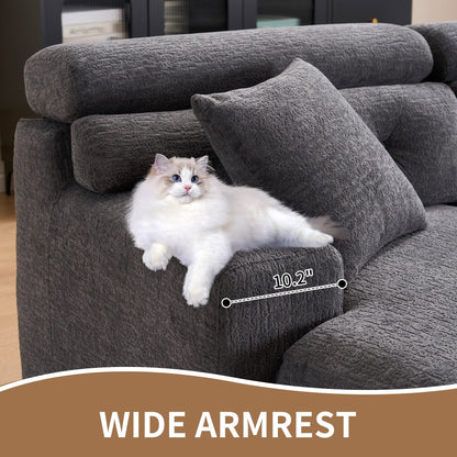 Canapé modulable convertible en L 4 places en chenille moderne avec 2 coussins pour salon d'appartement