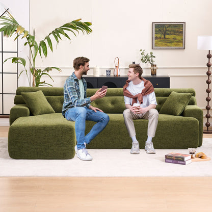 Canapé modulable convertible en L 4 places en chenille moderne avec 2 coussins pour salon d'appartement