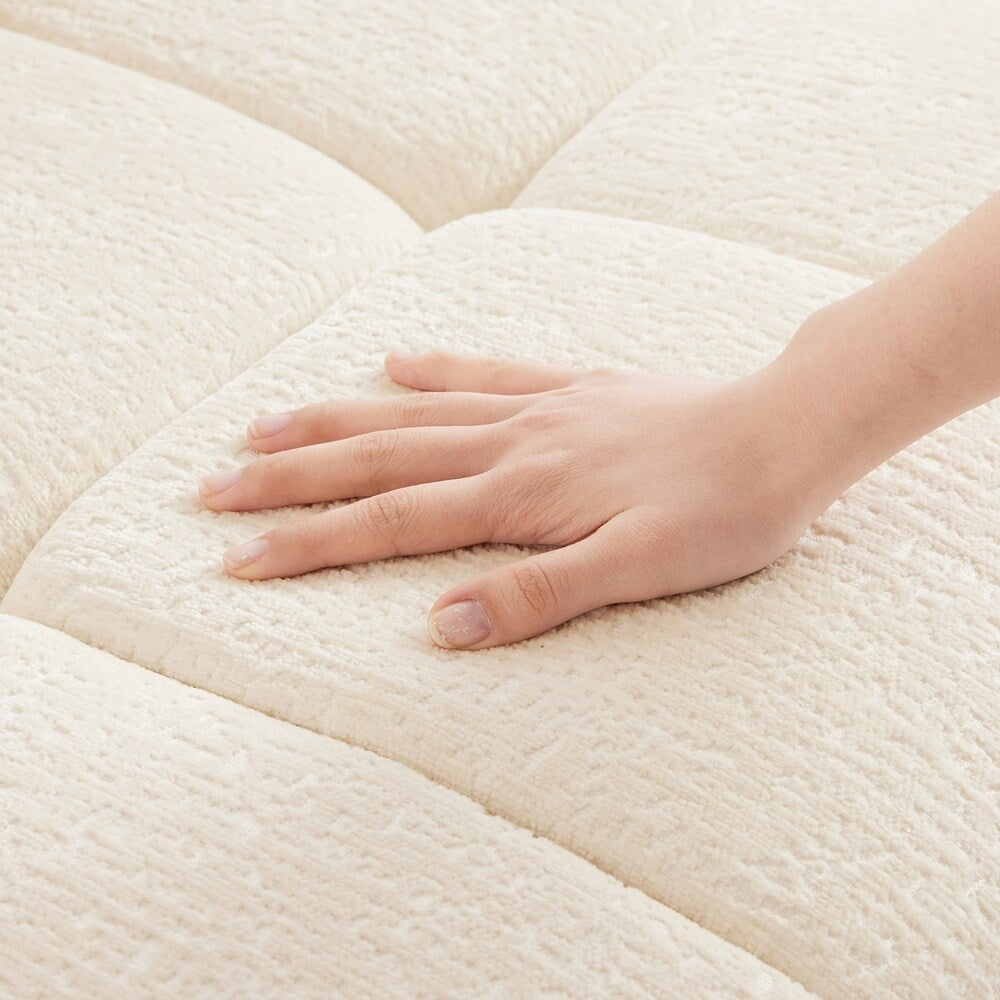 Canapé 2 places moderne en tissu chenille avec pouf