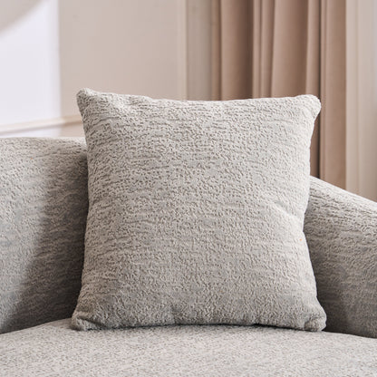 Canapé modulaire moderne en L en chenille avec méridienne incurvée et 4 coussins pour le salon