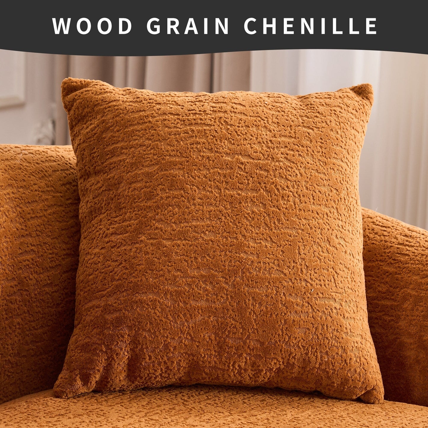 Canapé modulaire moderne en L en chenille avec méridienne incurvée et 4 coussins pour le salon