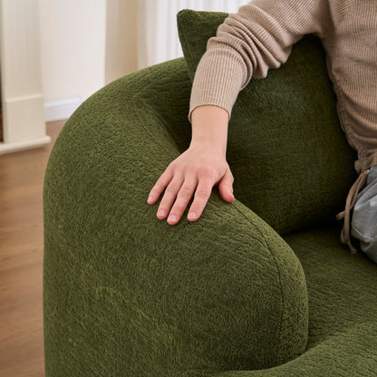 Canapé modulaire moderne en L en chenille avec méridienne incurvée et 4 coussins pour le salon