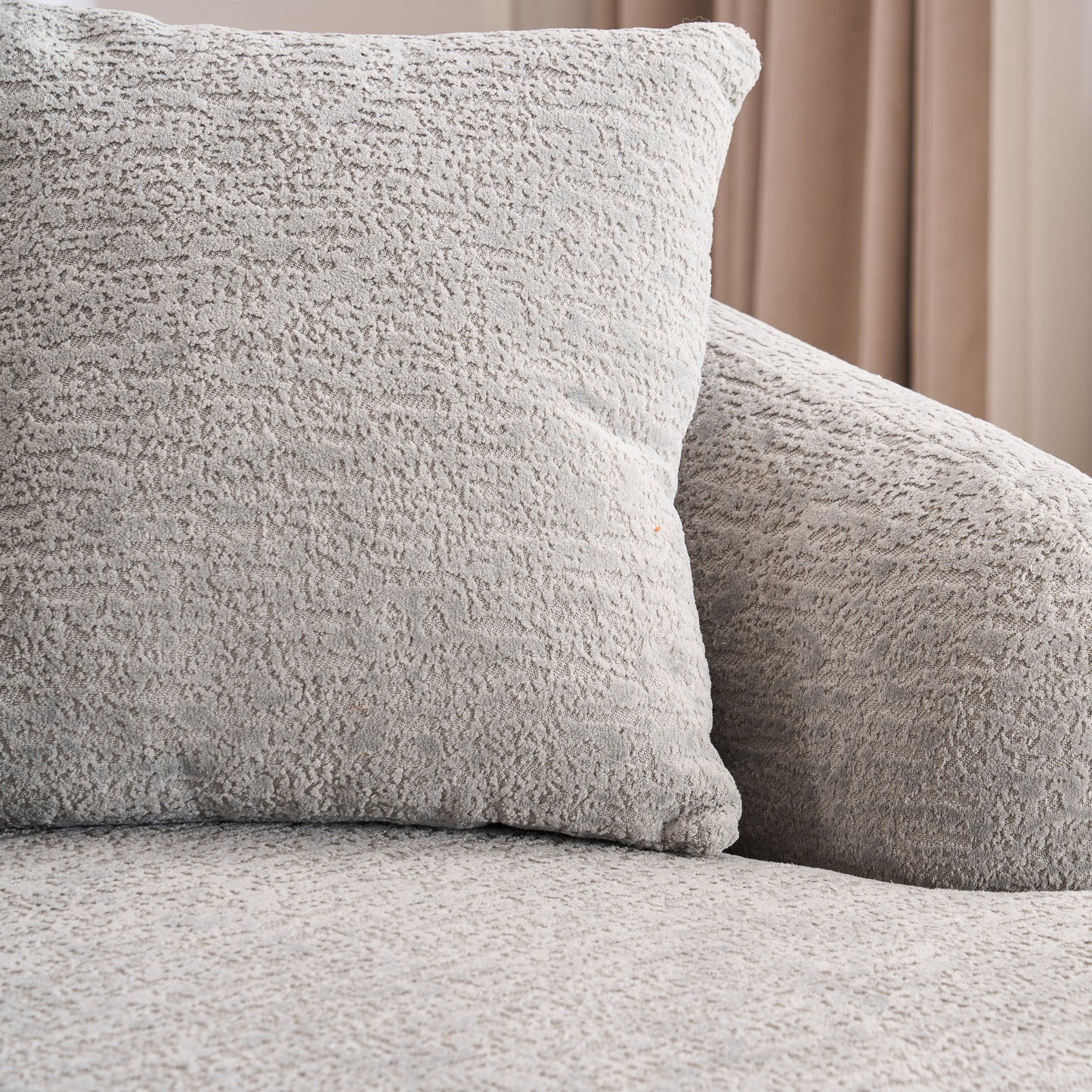 Canapé modulaire moderne en L en chenille avec méridienne incurvée et 4 coussins pour le salon