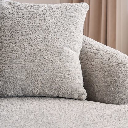 Canapé modulaire moderne en L en chenille avec méridienne incurvée et 4 coussins pour le salon