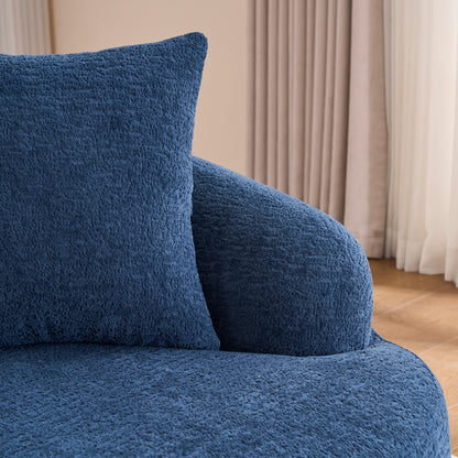 Canapé modulaire moderne en L en chenille avec méridienne incurvée et 4 coussins pour le salon