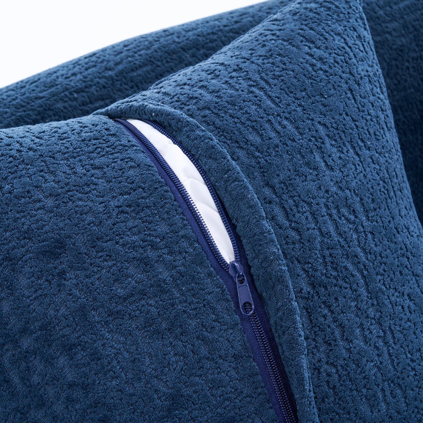 Canapé modulaire moderne en L en chenille avec méridienne incurvée et 4 coussins pour le salon