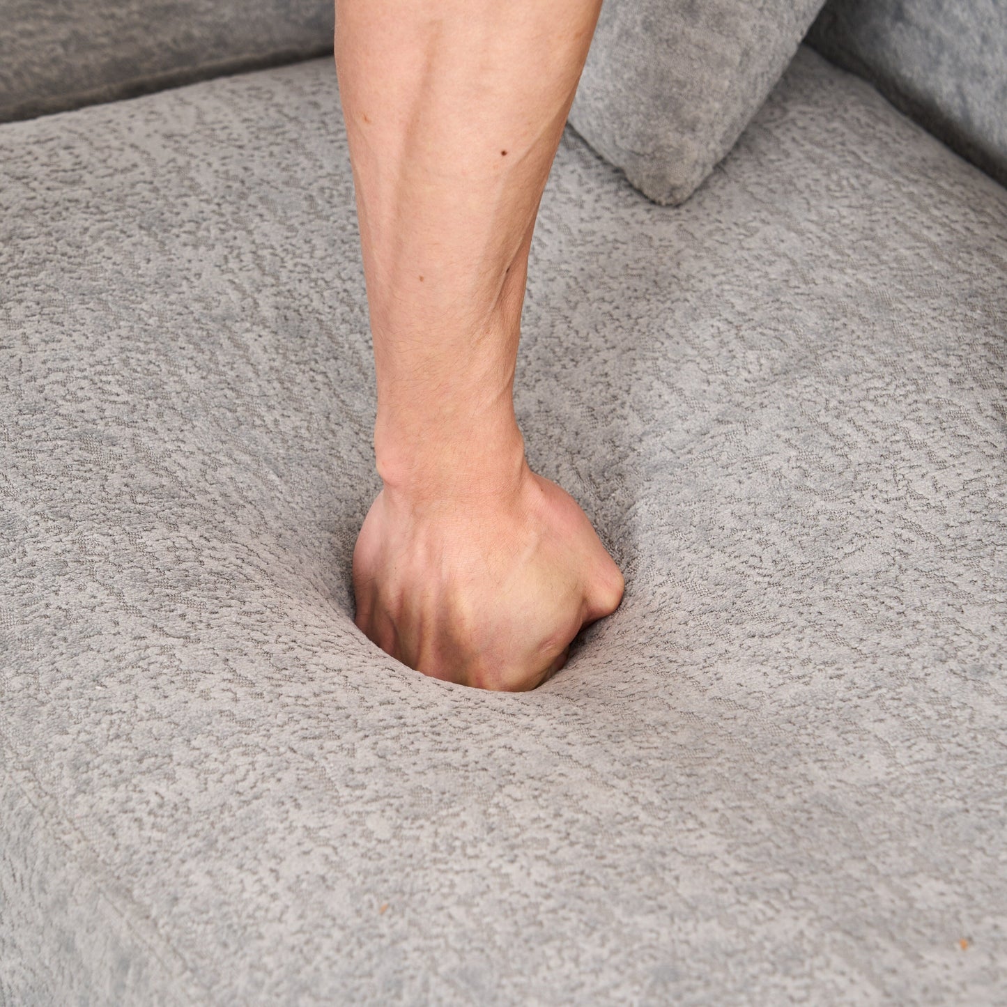 Canapé modulaire moderne en L en chenille avec méridienne incurvée et 4 coussins pour le salon