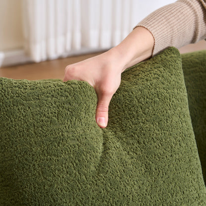 Canapé modulaire moderne en L en chenille avec méridienne incurvée et 4 coussins pour le salon