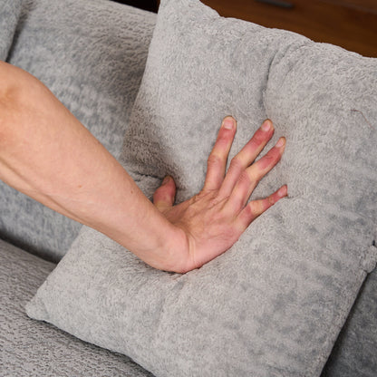 Canapé modulaire moderne en L en chenille avec méridienne incurvée et 4 coussins pour le salon