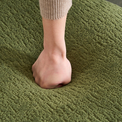 Canapé modulaire moderne en L en chenille avec méridienne incurvée et 4 coussins pour le salon