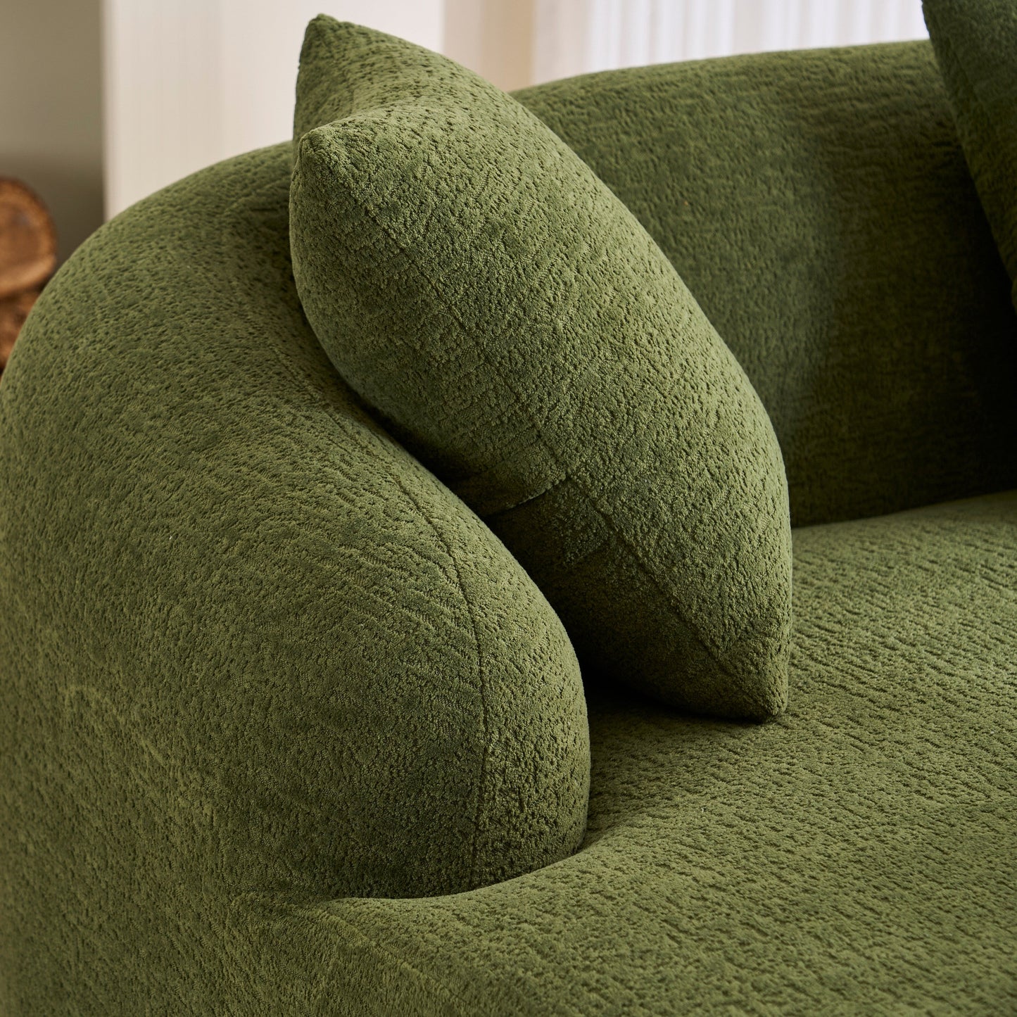 Canapé modulaire moderne en L en chenille avec méridienne incurvée et 4 coussins pour le salon