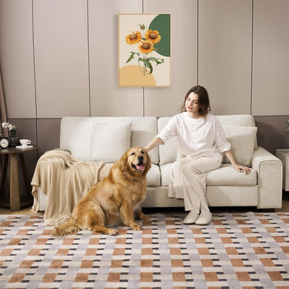 Canapé causeuse moderne en chenille pour salon - Fauteuil inclinable avec housse amovible, coussins à ressorts et structure en bois massif, beige