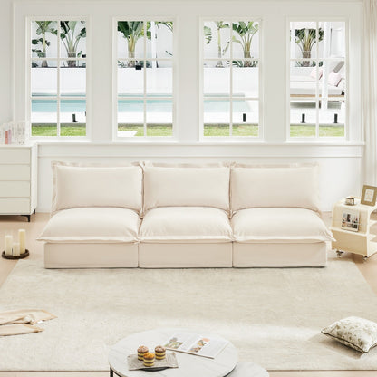 Canapé 3 places modulaire moderne en chenille sans accoudoirs