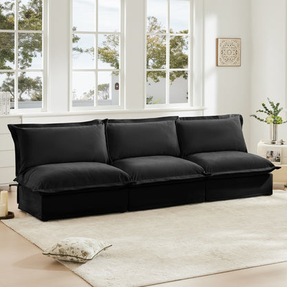 Canapé 3 places modulaire moderne en chenille sans accoudoirs