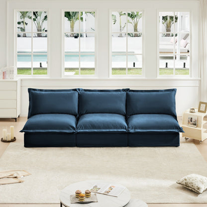 Canapé 3 places modulaire moderne en chenille sans accoudoirs