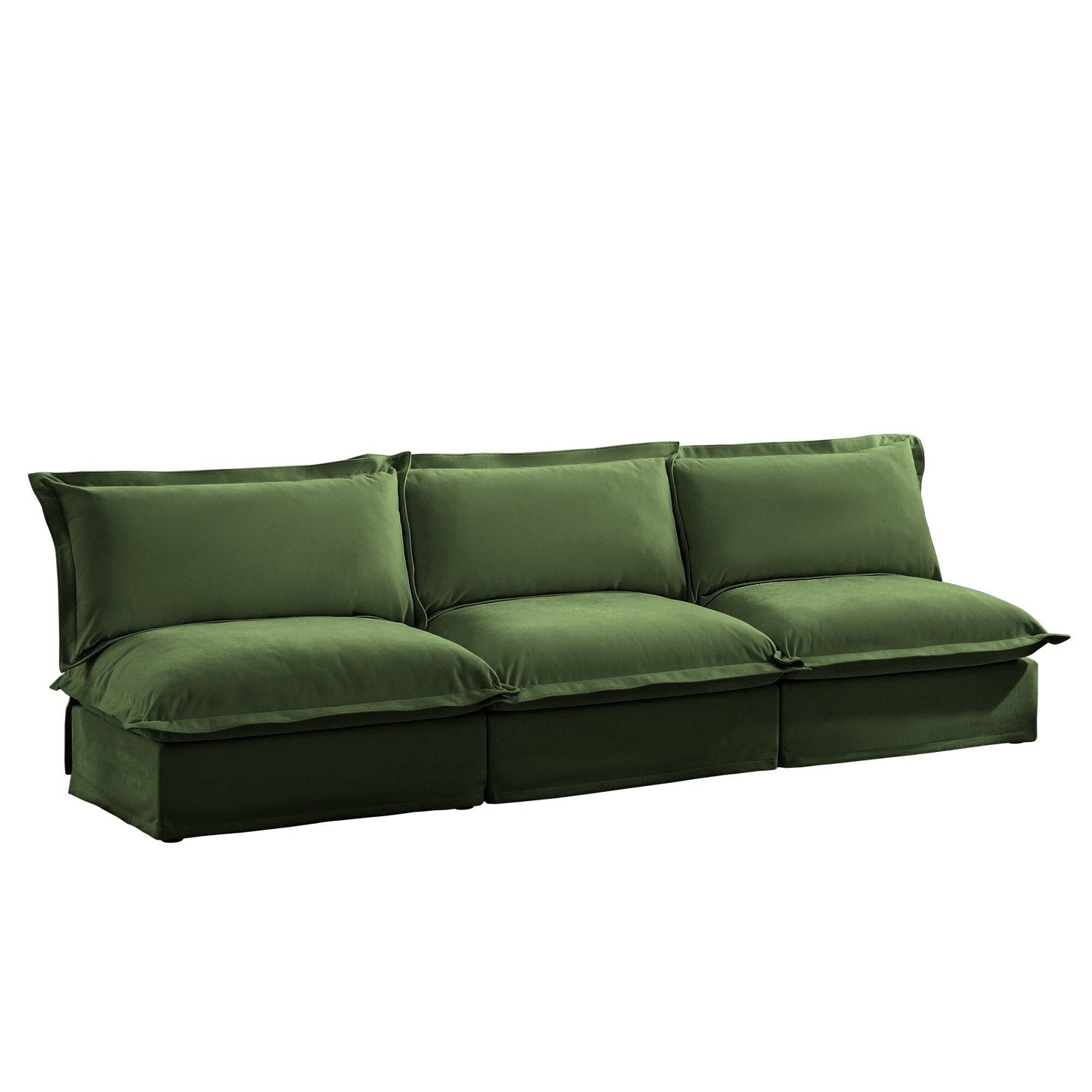 Canapé 3 places modulaire moderne en chenille sans accoudoirs