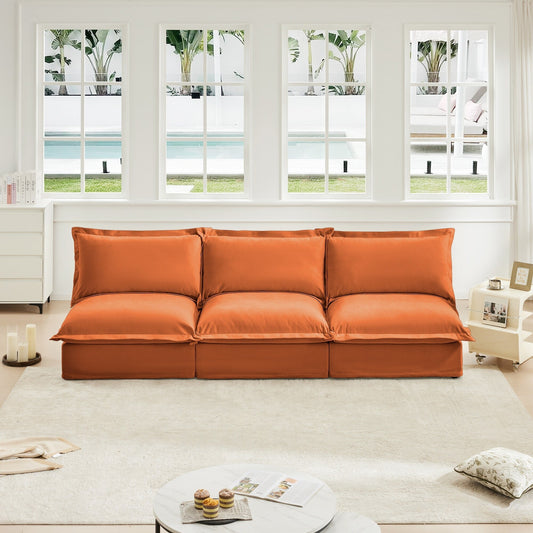 Canapé 3 places modulaire moderne en chenille sans accoudoirs