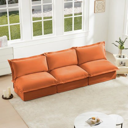 Canapé 3 places modulaire moderne en chenille sans accoudoirs