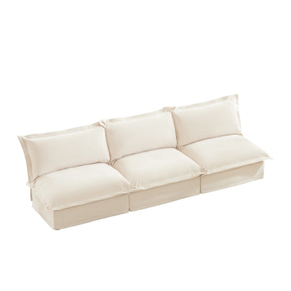 Canapé 3 places modulaire moderne en chenille sans accoudoirs