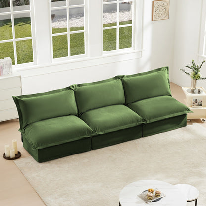 Canapé 3 places modulaire moderne en chenille sans accoudoirs