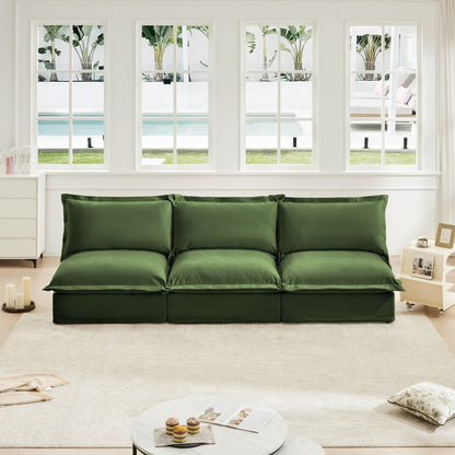 Canapé 3 places modulaire moderne en chenille sans accoudoirs