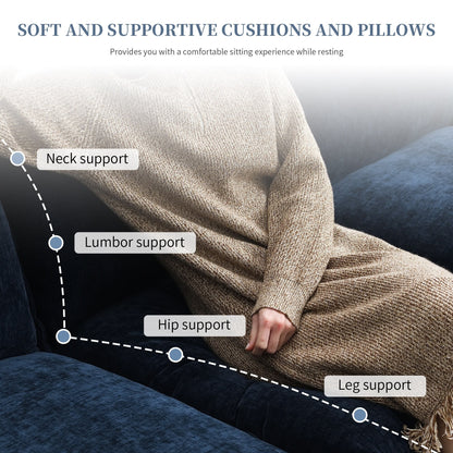 Canapé sectionnel moderne en chenille avec coussins doubles, poches de rangement, rembourré, canapé nuage en forme de L avec méridienne réversible