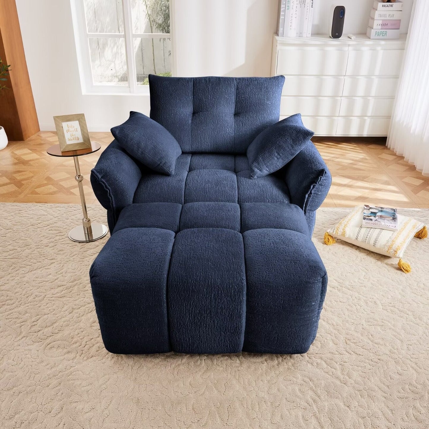 Canapé moderne en chenille, structure en bois massif avec coussin haute élasticité