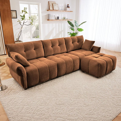 Canapé moderne en chenille, structure en bois massif avec coussin haute élasticité
