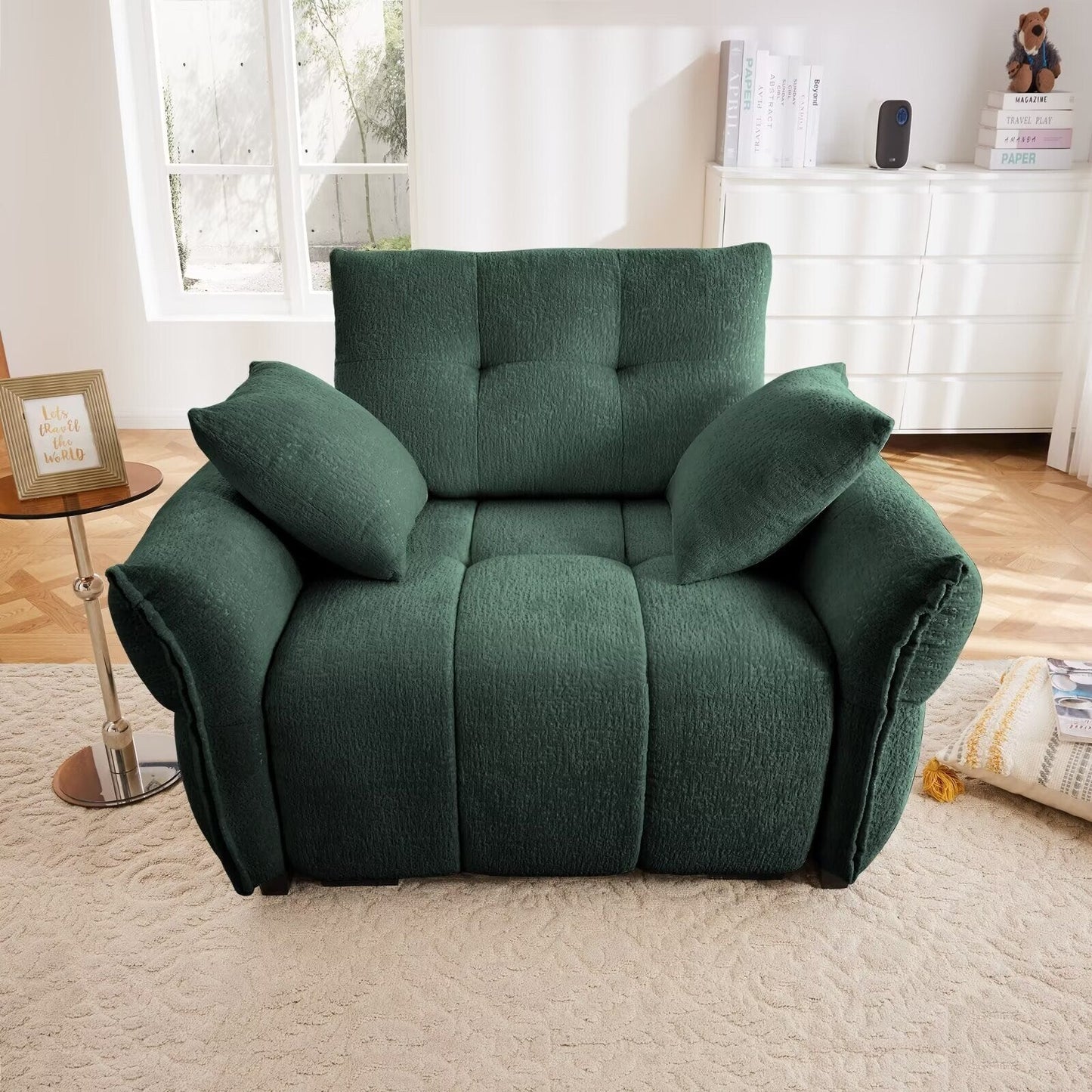 Canapé moderne en chenille, structure en bois massif avec coussin haute élasticité