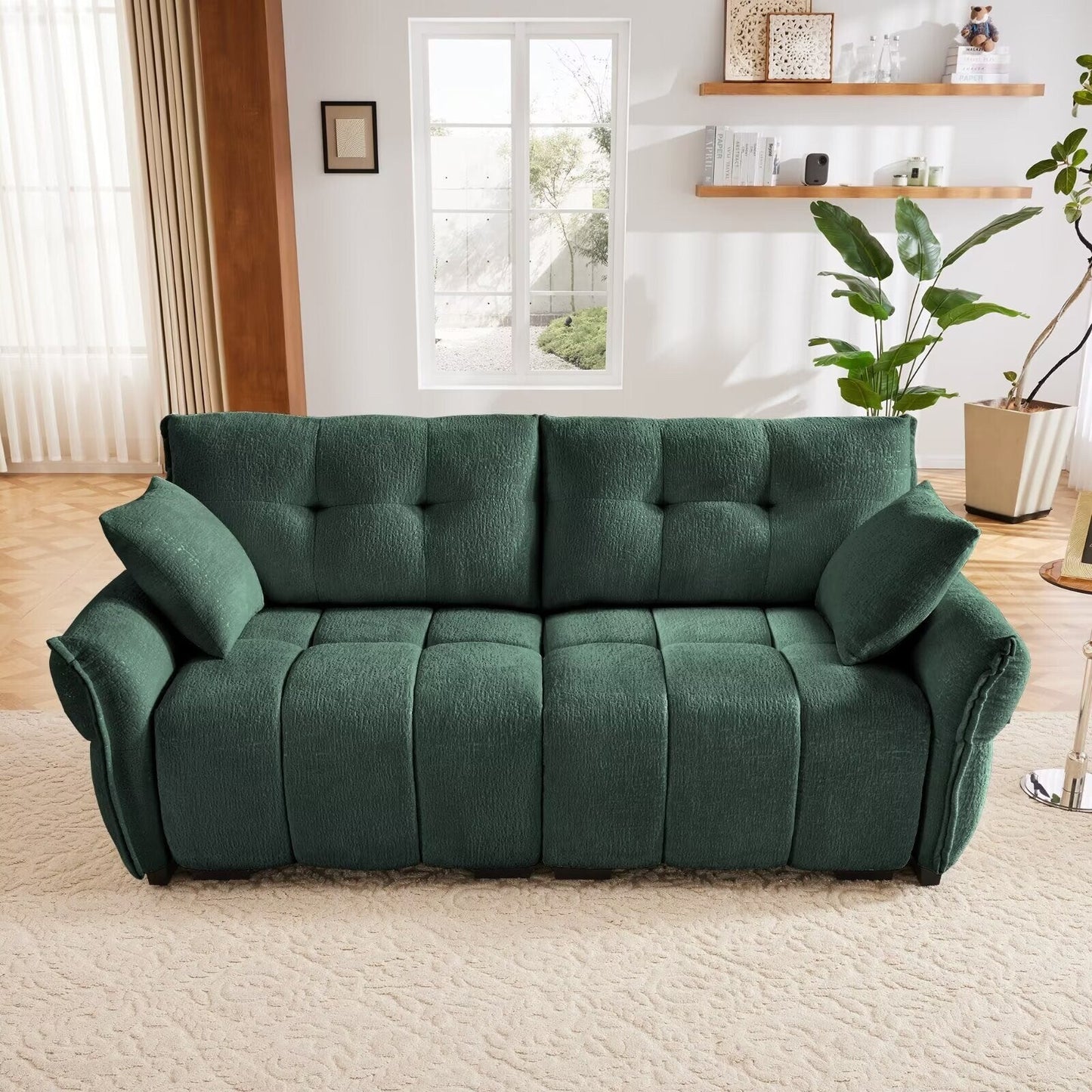 Canapé moderne en chenille, structure en bois massif avec coussin haute élasticité