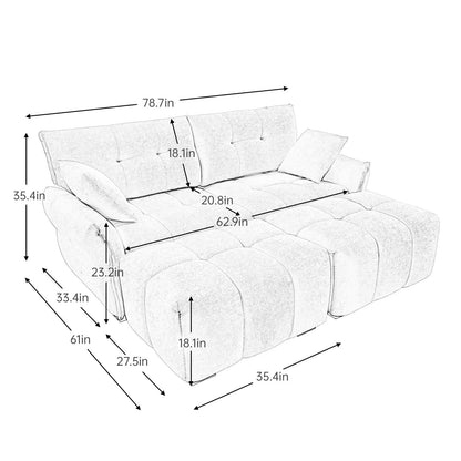 Canapé moderne en chenille, structure en bois massif avec coussin haute élasticité