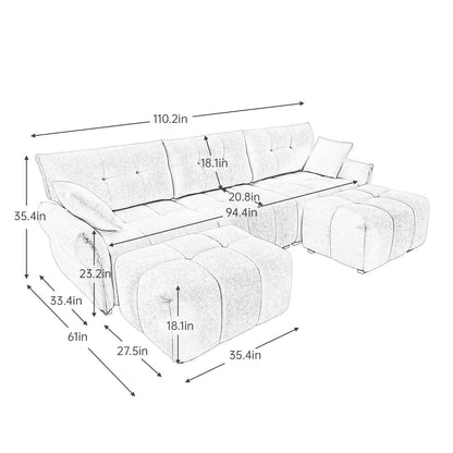 Canapé moderne en chenille, structure en bois massif avec coussin haute élasticité