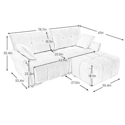 Canapé moderne en chenille, structure en bois massif avec coussin haute élasticité