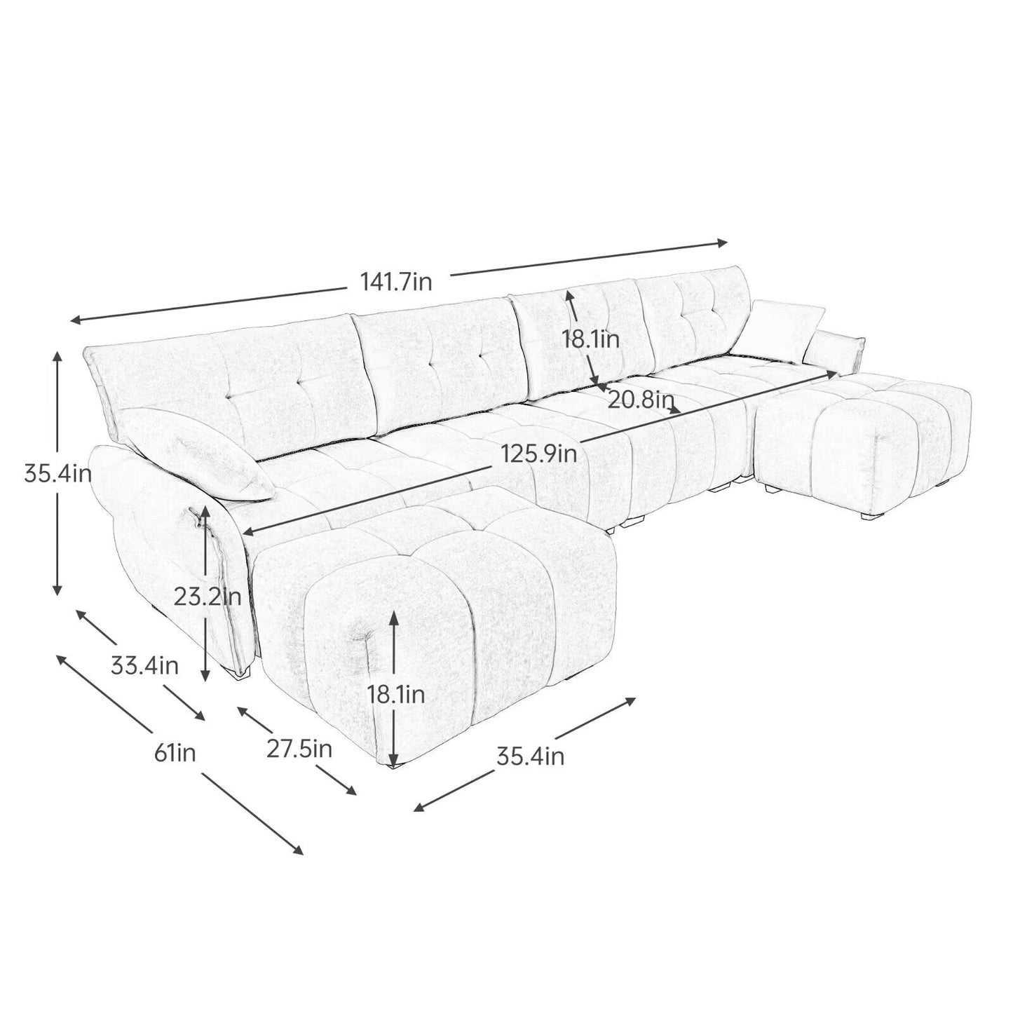 Canapé moderne en chenille, structure en bois massif avec coussin haute élasticité