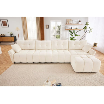 Canapé moderne en chenille, structure en bois massif avec coussin haute élasticité