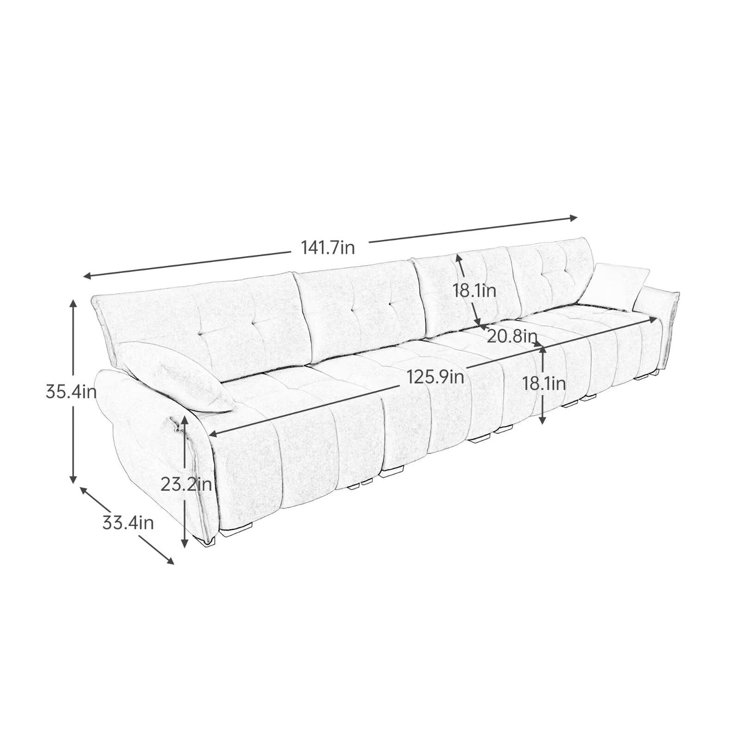Canapé moderne en chenille, structure en bois massif avec coussin haute élasticité
