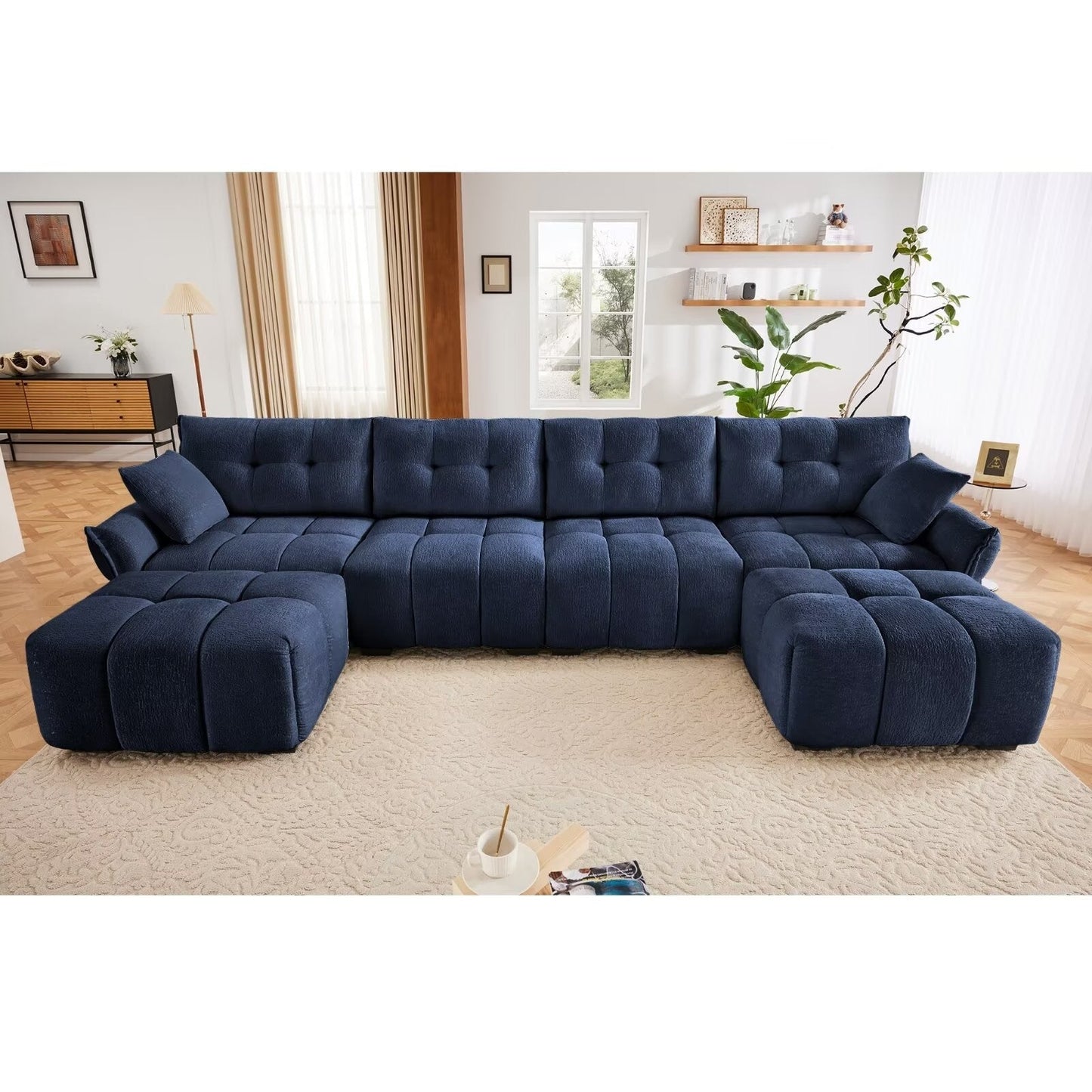 Canapé moderne en chenille, structure en bois massif avec coussin haute élasticité