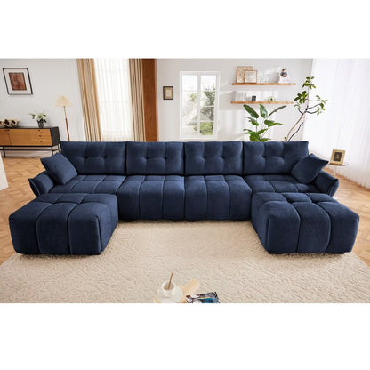 Canapé moderne en chenille, structure en bois massif avec coussin haute élasticité