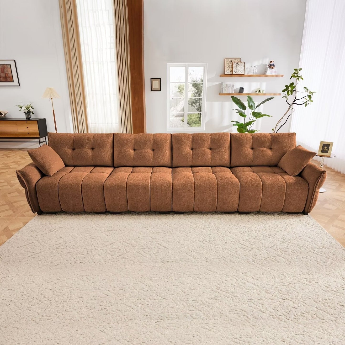 Canapé moderne en chenille, structure en bois massif avec coussin haute élasticité