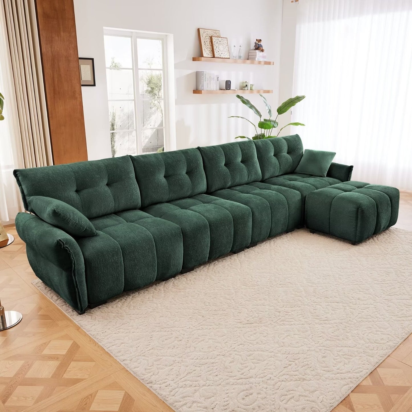 Canapé moderne en chenille, structure en bois massif avec coussin haute élasticité